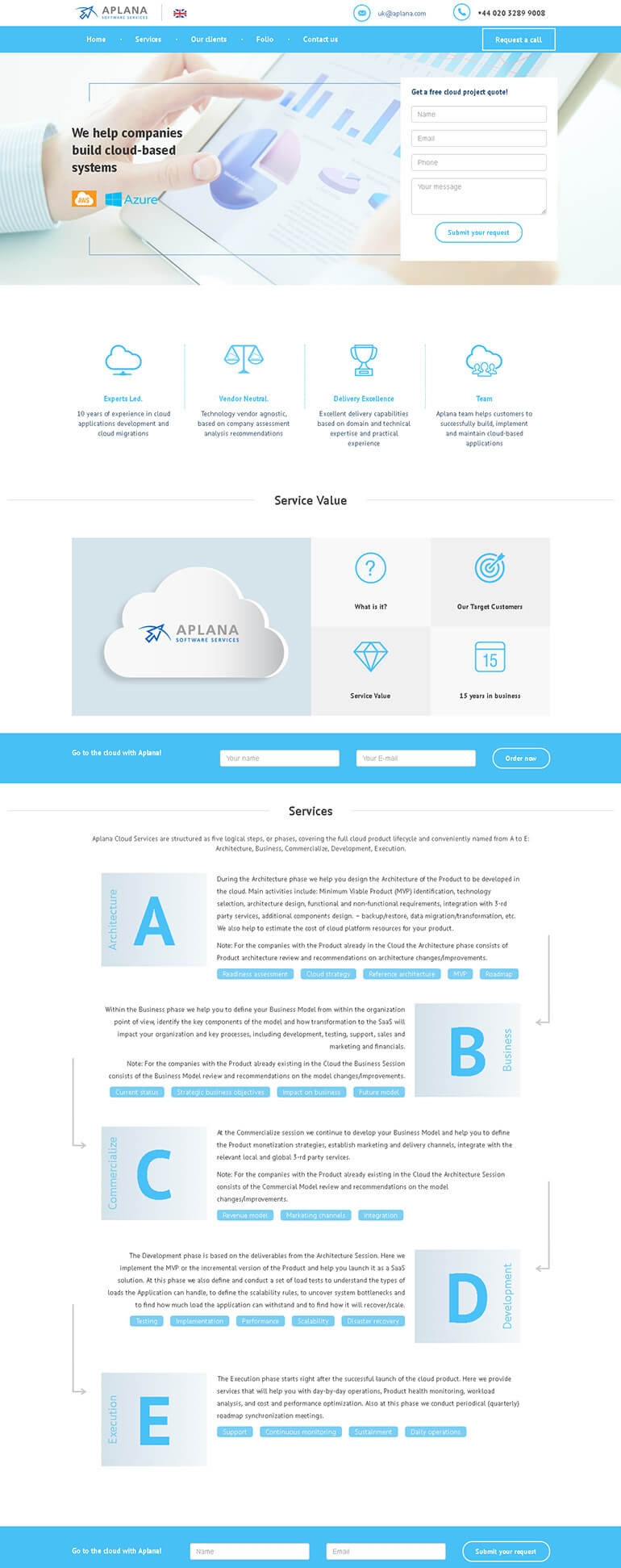 Лендинг для компании APLANA
